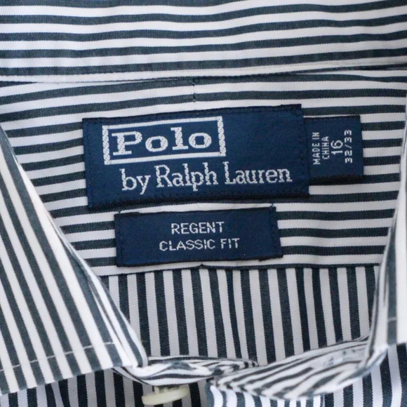 Polo By Ralph Lauren White & Green Stripe Regent Classic Fit Dress Shirt Size 16 - Picture 5 of 11